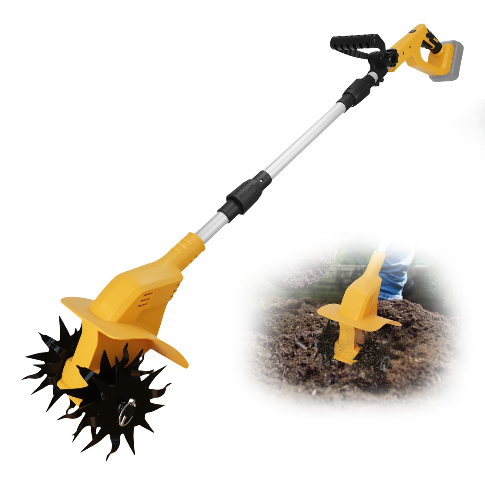 Gardening Tools Rake - 330RPM Draadloze Borstelloze Aardfrees Cultivator Tuin