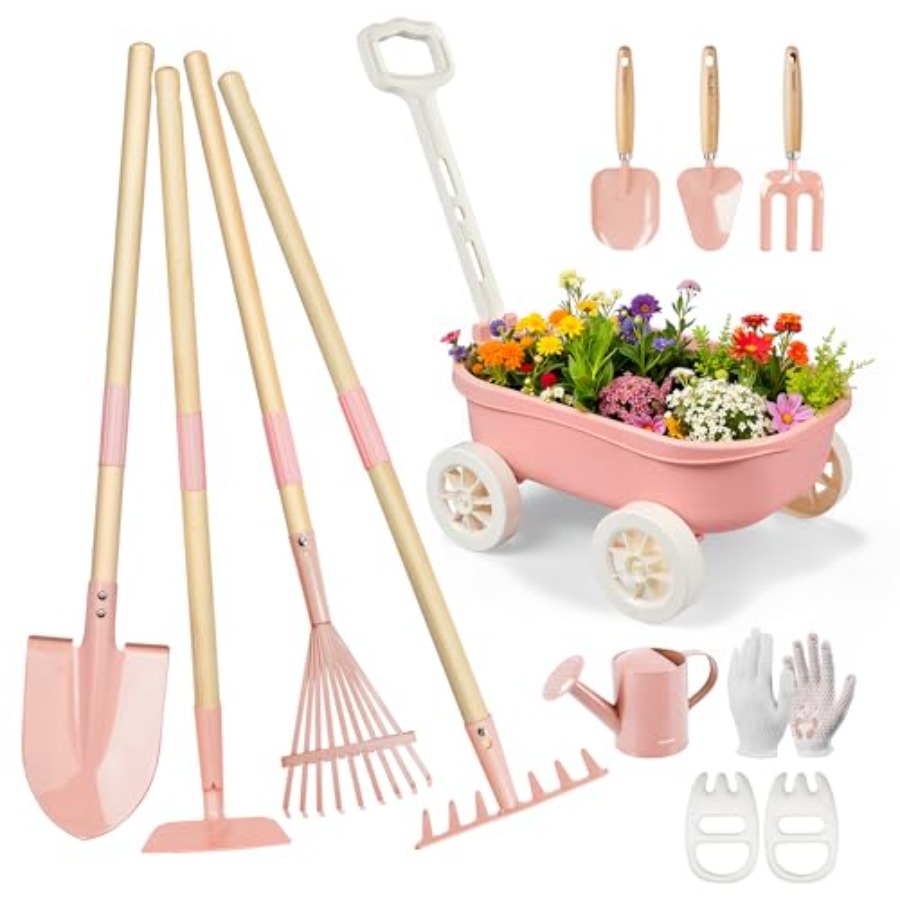 Gardening Tools Japan - Tuinset met kruiwagen, 11-delige speelset voor