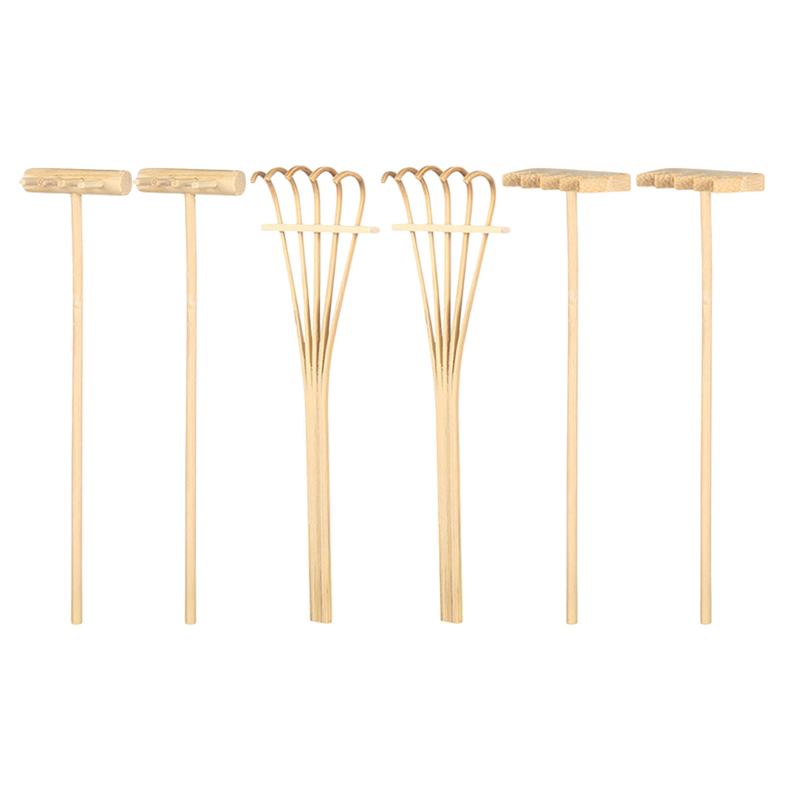Gardening Tools Rake - 6-delige mini zandharkenset van bamboe, bureauzandbakaccessoires,