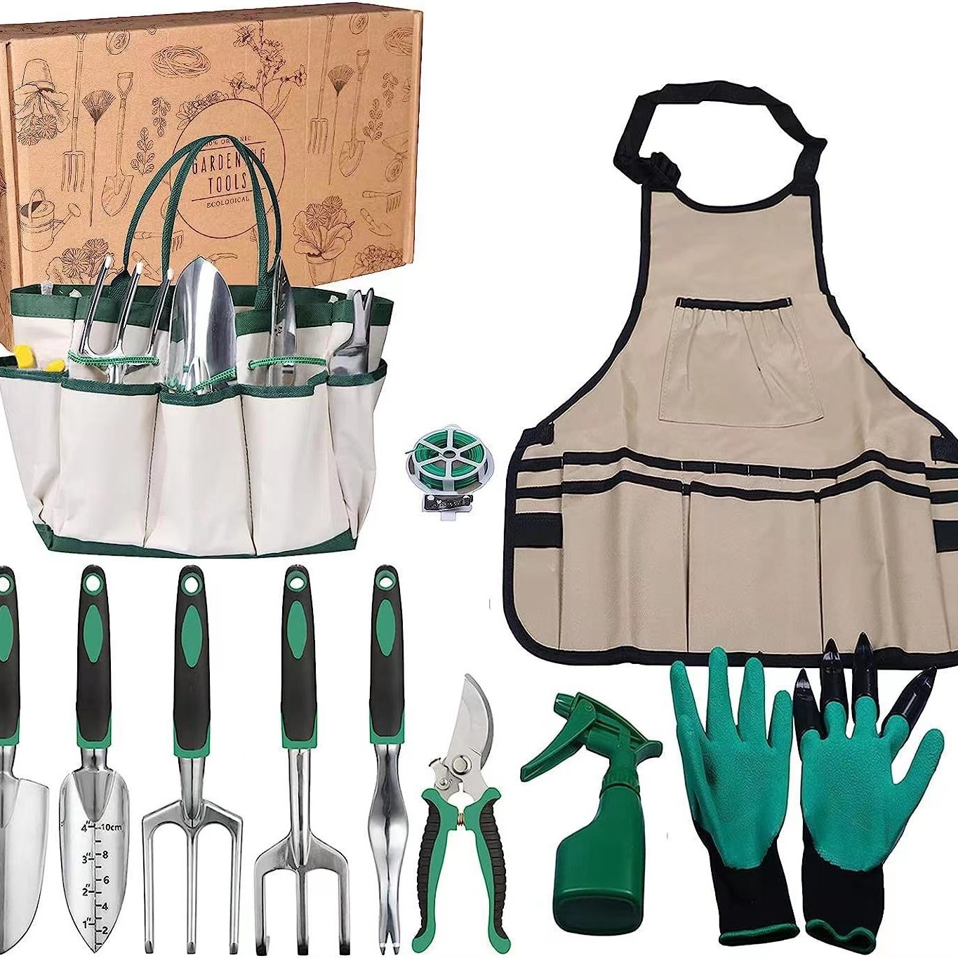 Gardening Tools Rake - 11-delige tuingereedschapset van aluminiumlegering en roestvrij