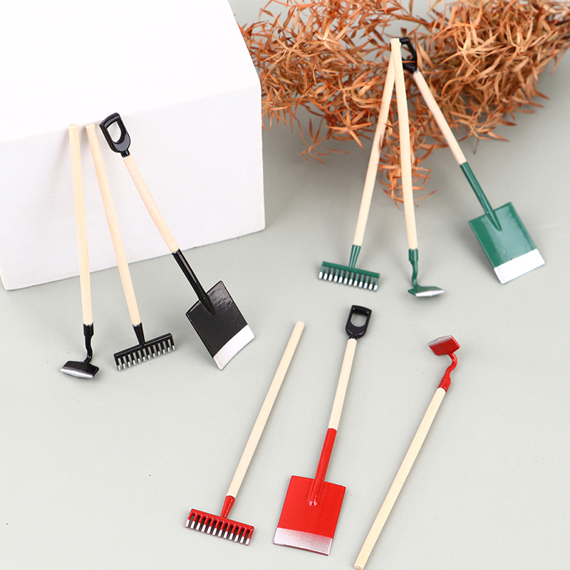 Gardening Tools Hoe - 3 Stuks 1:12 Poppenhuis Miniaturen Tuinieren